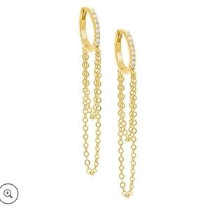 Adina Eden Double Chain Hoop Earrings (Gold Plated)